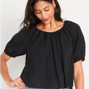 Smash + Tess Black Short-Sleeve Peasant Blouse